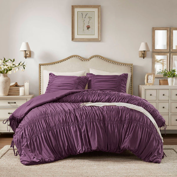 English Elm 2PCS Washed Microfiber Twin/Twin XL Comforter Set with Plush Poly Fill and Soft Standard Sham Pair Purple 16.73 L x 12.99 W x 7.87 H B035P341085