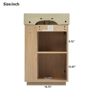 English Elm [video]21.6" Freestanding Bathroom Vanity Ceramic Sink Wavy Door Mdf Cabinet Small Bath Wood N729P285503N