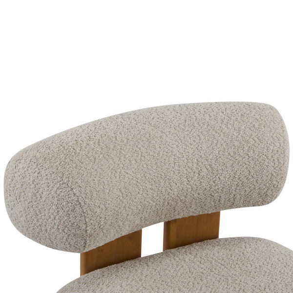 English Elm 27.25" Boucle Lounge Chair Solid Wood Frame Rolled Back Sculptural Living Room Accent N767P354792A