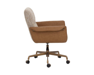 Sunpan LOMAX Office Chair - Stylish Dusty Greige & Cognac Faux Leather, Ergonomic & Durable Design 112386