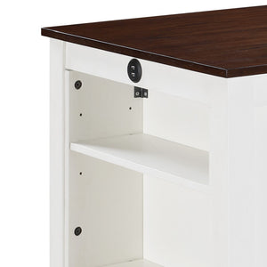 English Elm Gregorio Counter Height Dining Table with Usb Ports Open Shelves for Small Kitchens White B2749P413324