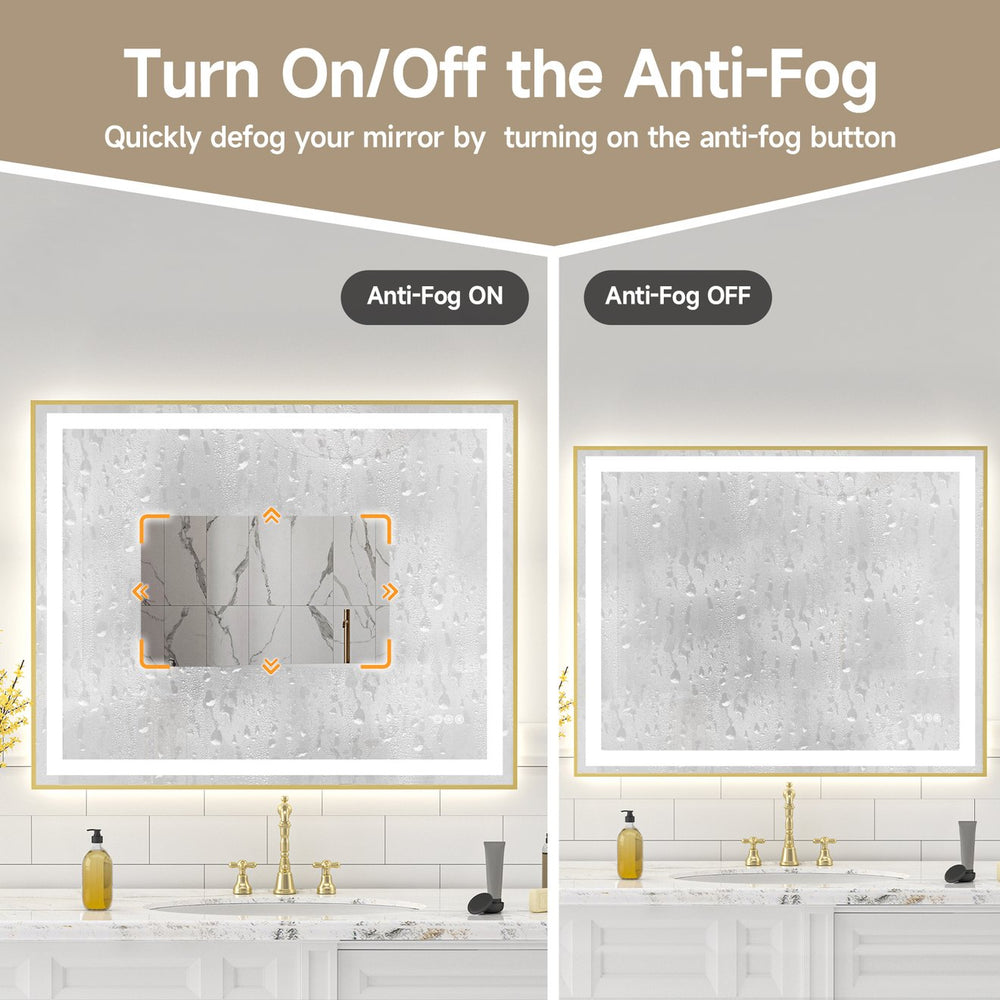 English Elm 40x32" Gold LED Mirror with Dual Front & Back Lighting, Eco-Friendly, 3 Color Temps, UL Listed T3177P320569