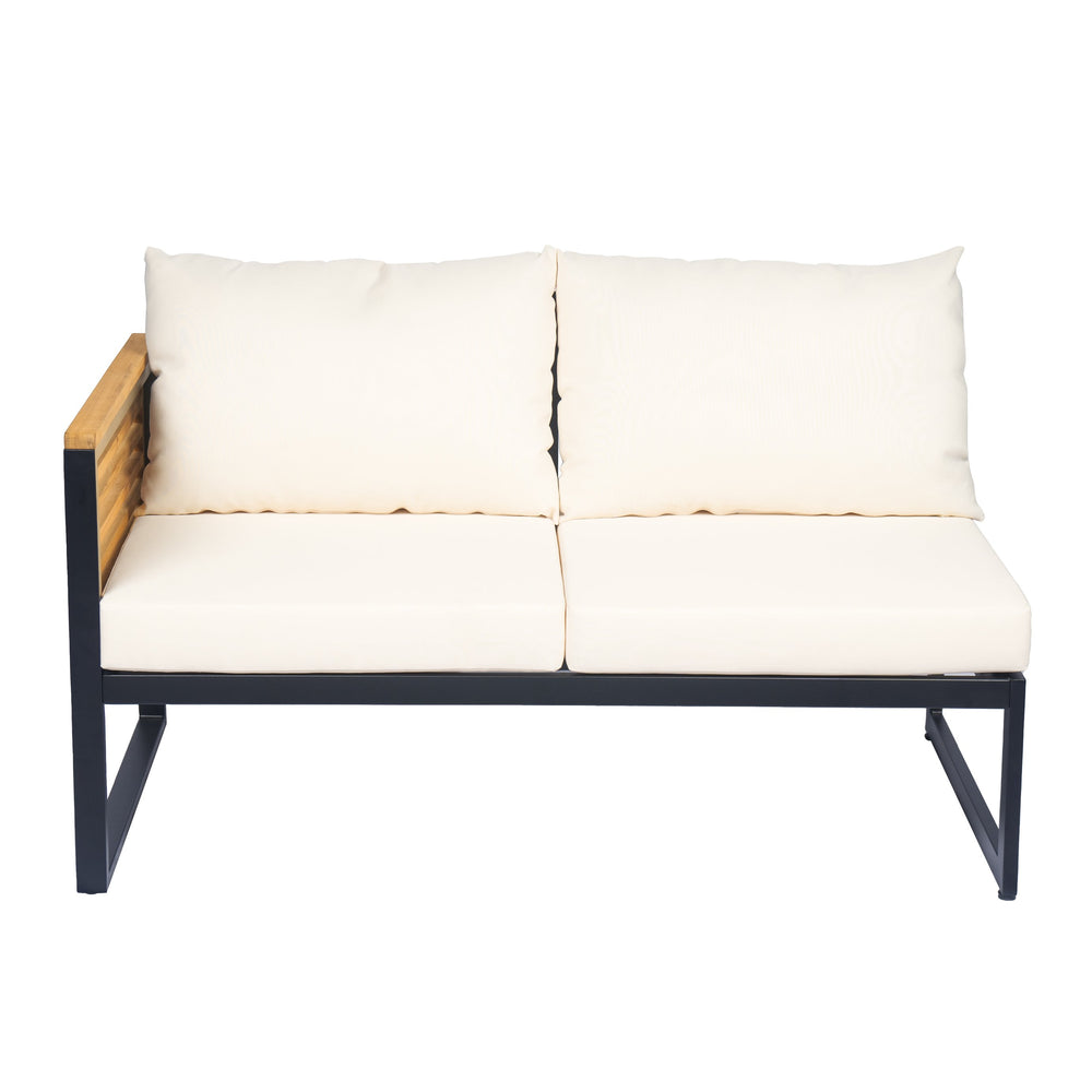 English Elm Christopher Knight Home® - Outdoor 4-Piece Acacia Wood & Metal Patio Corner Set - Modern Comfort For Stylish Outdoor Living N757S438857B