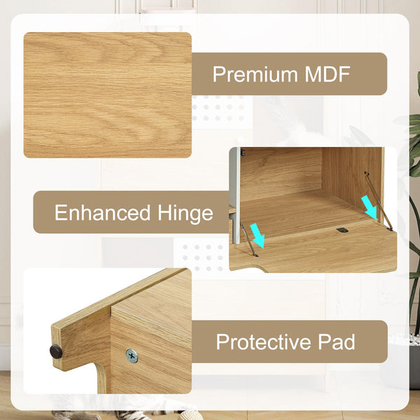 English Elm 2-piece Modern Cat Litter Box Enclosure Side Table Set with Hidden Storage N752S004342N