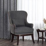 Christopher Knight Home® - Noble House - Mantua Contemporary Fabric Upholstered Accent Chair with Nailhead Trim, Charcoal and Dark Brown