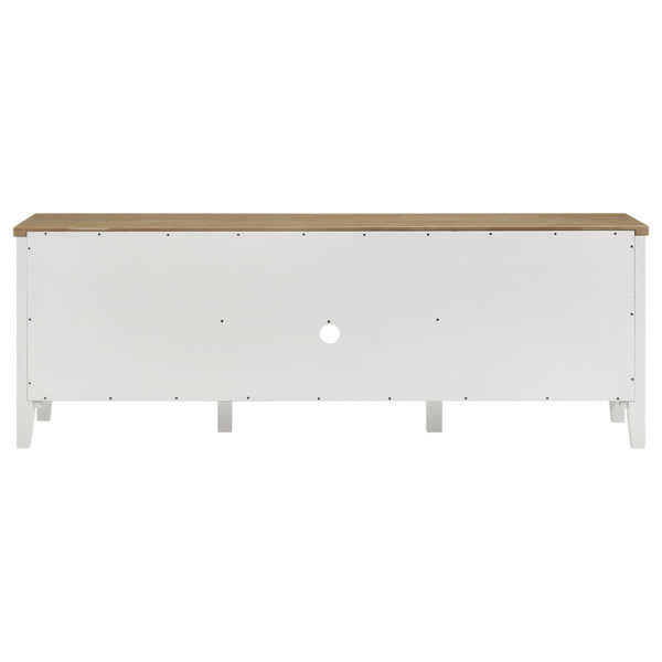 English Elm Evanston Two-tone Tv Stand with Glass Doors Ash Veneer Top and Slide-out Drawer B062P441456