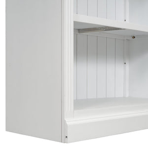 English Elm 83" 5-Tier Bookcase Suite with LED Light Strip, Adjustable Shelves, Cable Management & Solid Wood Frame White N751S246920K