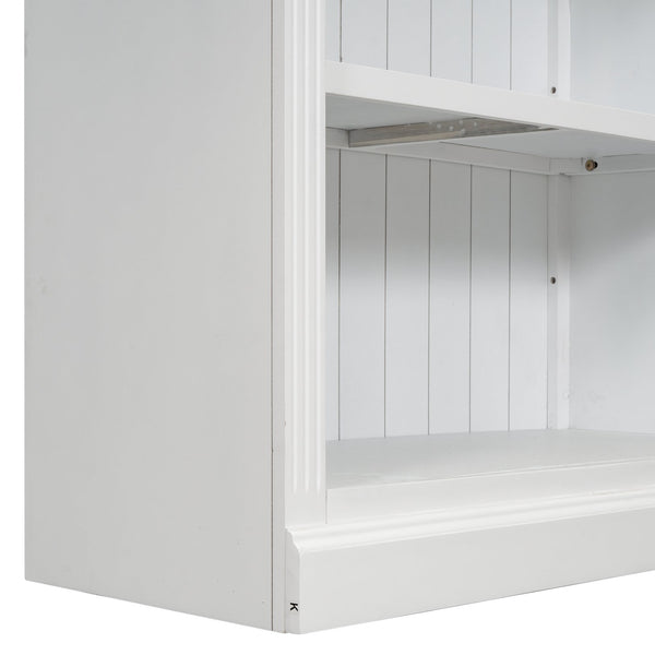 English Elm 83" 5-Tier Bookcase Suite with LED Light Strip, Adjustable Shelves, Cable Management & Solid Wood Frame White N751S246920K