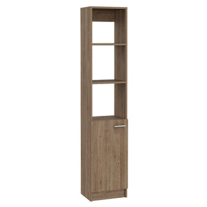 English Elm Malaga Linen Cabinet with Concealed Door and Three Open Shelves, 63" Tall Space-Saving Storage Solution Beige 66.5 L x 16.9 W x 3.9 H B20091942