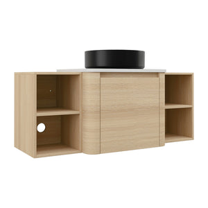 English Elm 48'' Wall-Mounted Bathroom Vanity With Elegant Ceramic Sink, Soft-Close Door & Ample Storage Shelves W999S00470