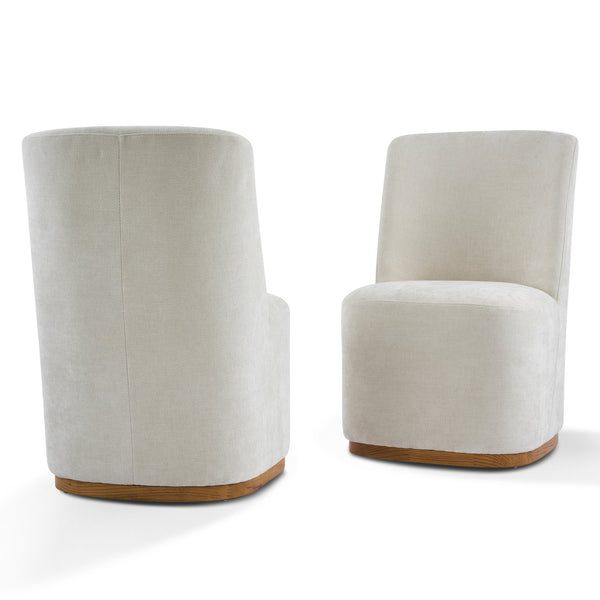 English Elm Indoor Upholstered Chenille Dining Chairs Set of 2 with High Back Rubberwood Base N779P370771B