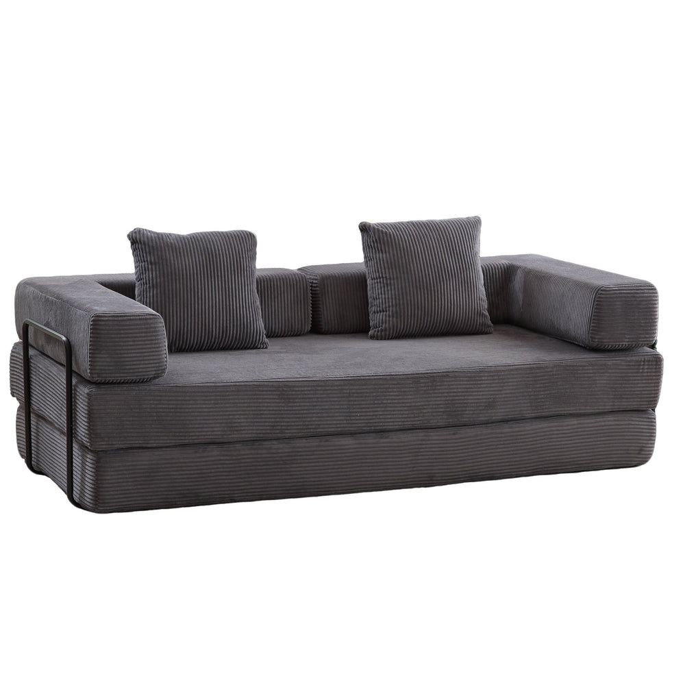 English Elm Floor Couch - Convertible Corduroy Sofa Bed With Back Support, Ideal For Small Spaces & Guests W3723P345017