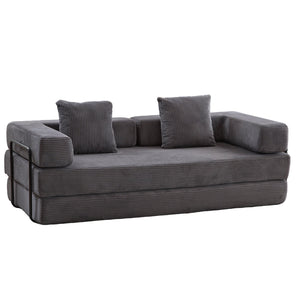 English Elm Floor Couch - Convertible Corduroy Sofa Bed With Back Support, Ideal For Small Spaces & Guests W3723P345017