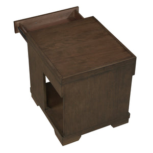 English Elm Modern Mango Veneer End Table with Dovetail Drawer and Open Shelf, Nickel Pull, Contemporary Storage Design Espresso 25.5 L x 27.5 W x 27.5 H B011P387100