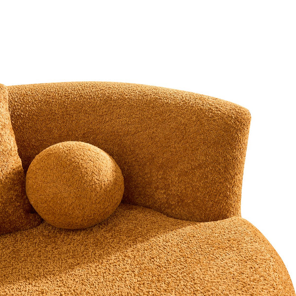 English Elm 90 Inch Curved Boucle Sofa Sculptural Upholstered Couch for Modern Living Spaces Camel N773P376896N