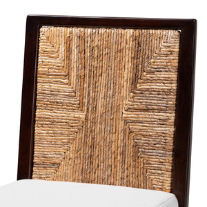 English Elm Modern Bohemian Mahogany Dining Chair with Woven Seagrass Back and Tapered Legs B2750P467654