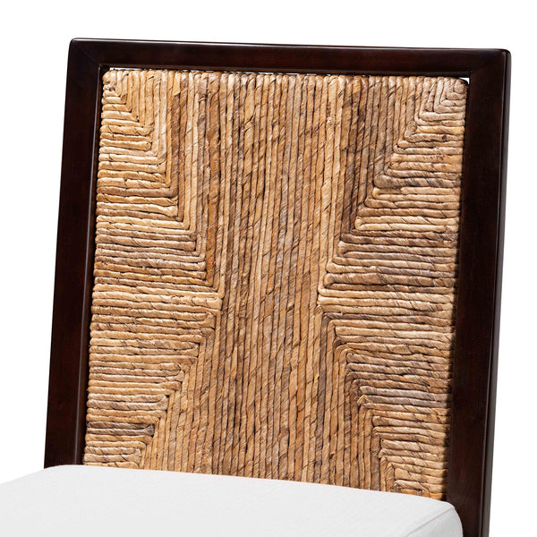 English Elm Modern Bohemian Mahogany Dining Chair with Woven Seagrass Back and Tapered Legs B2750P467654