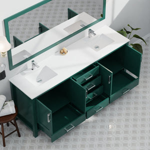 English Elm Green Solid Wood Double Bath Vanity 84" W x 22" D with Cultured Marble Top, Soft-Close Drawers, Ample Storage B2731P259170