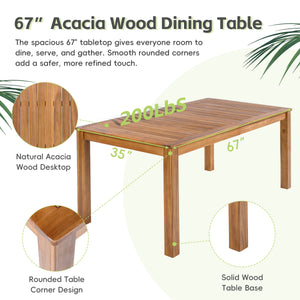 English Elm Topmax Solid Acacia Outdoor Dining Table Slatted Wood Top Seats Six Patio Garden N717P374325N