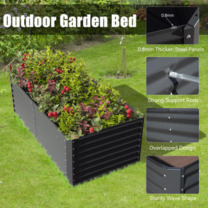English Elm 6x3x2ft Galvanized Raised Garden Bed with Rust-Resistant Steel, Open Base, Support Rods & Safe Edges Gray W1859P197935