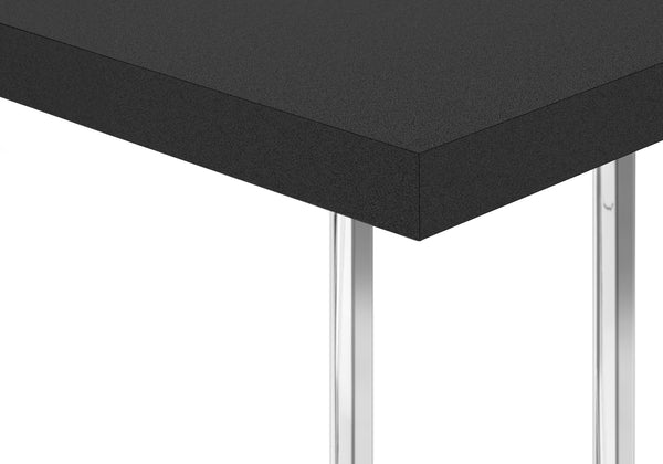 English Elm Accent Table, C-Shaped Modern Design With Black Laminate Top And Chrome Base For Compact Spaces B2710P219379