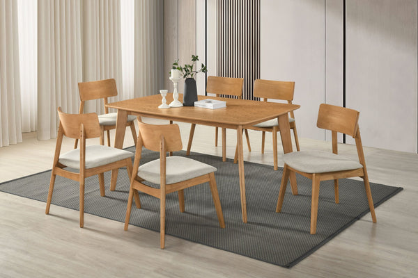 English Elm Dining Side Chairs Set of Two Beige Upholstered Padded Seat Solid Wood Frame B011P469525
