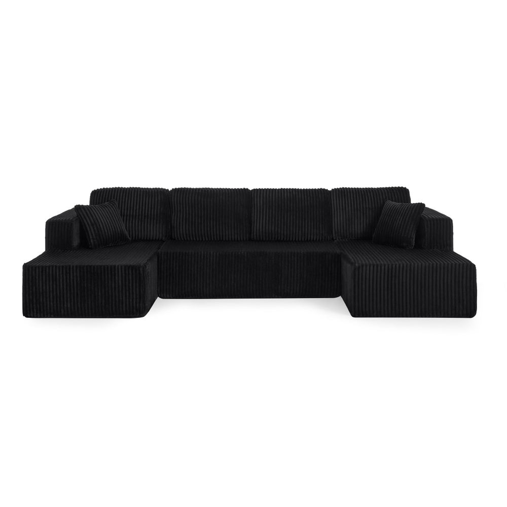 English Elm U Shape Modular Sectional Sofa - Versatile Corduroy Couch For Modern Living Rooms & Bedrooms, Comfy Design W487S00273-GIGA