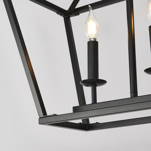 English Elm 7-light Industrial Matte Black Linear Pendant for Kitchen Island or Dining Room W5008P465026