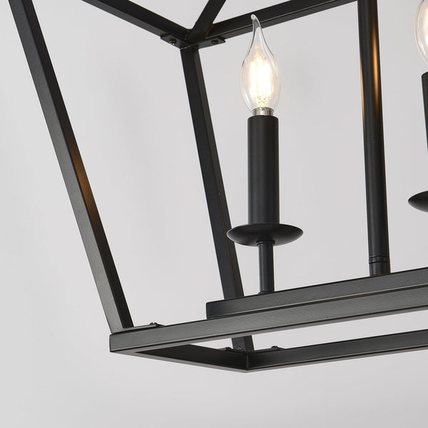 English Elm 7-light Industrial Matte Black Linear Pendant for Kitchen Island or Dining Room W5008P465026