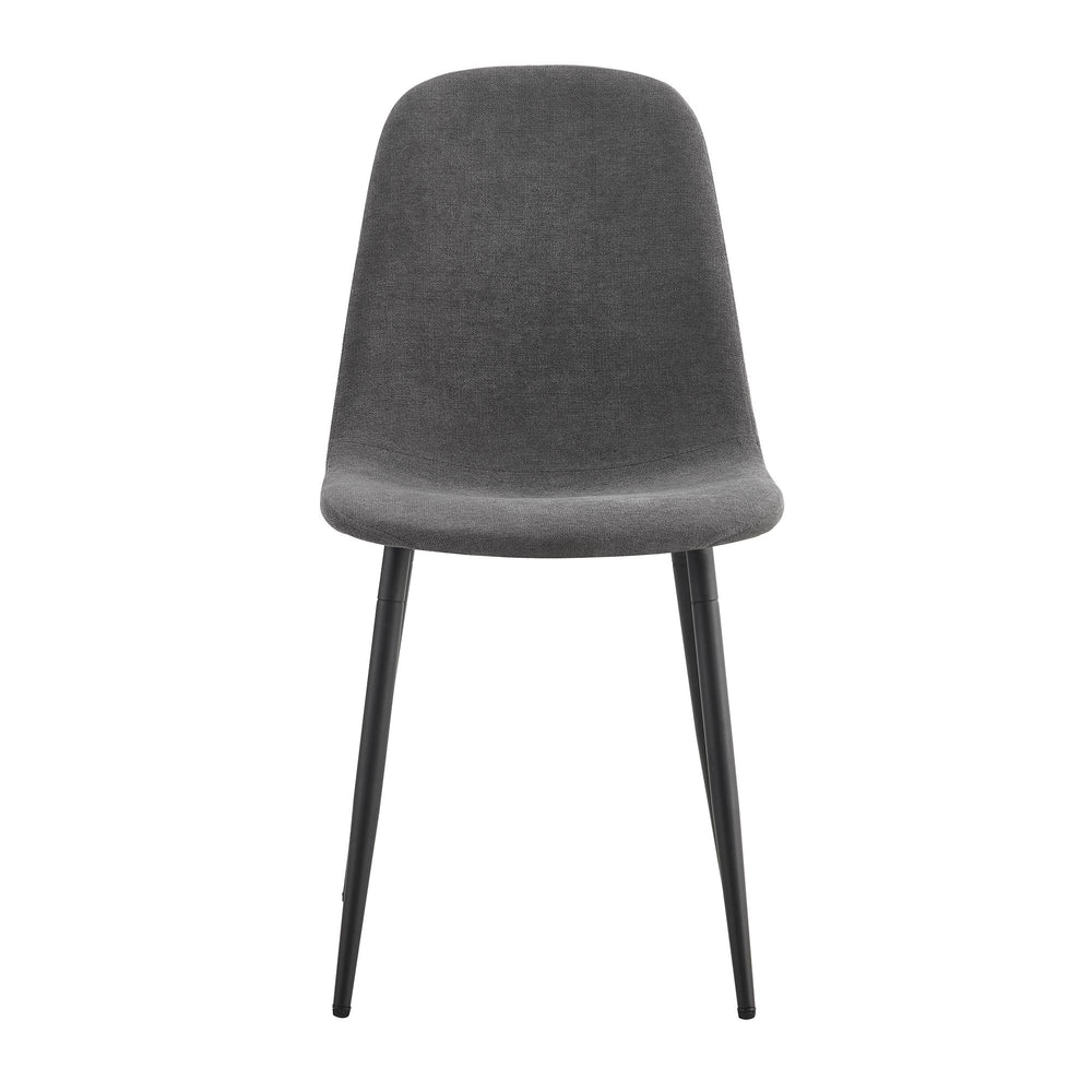 English Elm Comfortable Linen-Cotton Dining Chairs Set of 6 in Dark Gray — Ergonomic Rounded Back, Black Metal Legs, Breathable Fabric W1512P395050