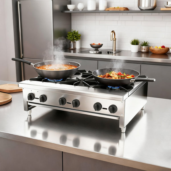 English Elm Commercial Six Burner Countertop Gas Range Stainless Steel 168000 Btu Kitchen W5057P394272