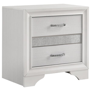 English Elm Corbin White 5-Piece Eastern King Bedroom Set: Modern Elegance With Storage & Rhinestone Details B062S00927