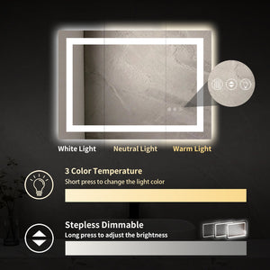 English Elm 20" X 28" Led Vanity Mirror Dual Front Back Lighting Anti-fog Dimmable Bathroom W1920P493130