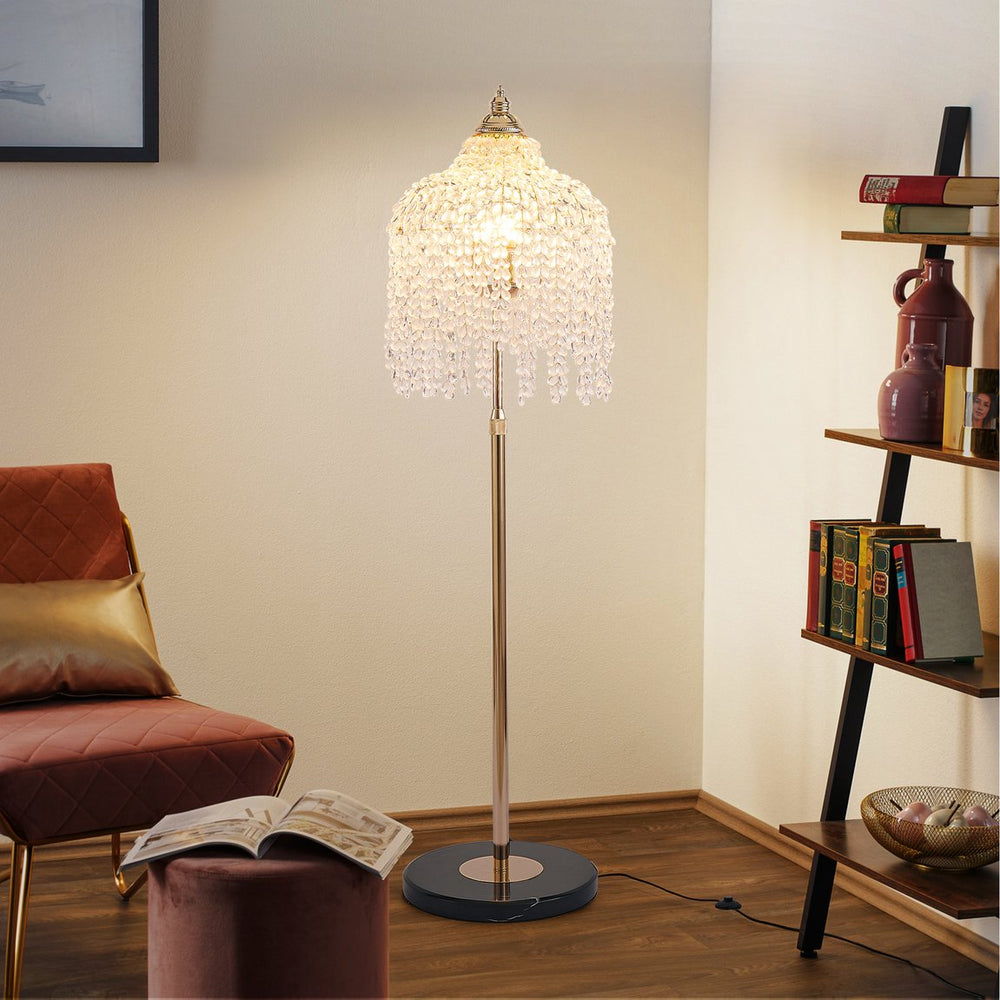 English Elm 16 Inch Gold 5-light Crystal Bead Chandelier Cascading Waterfall Pendant for Dining Rooms W1340P264005