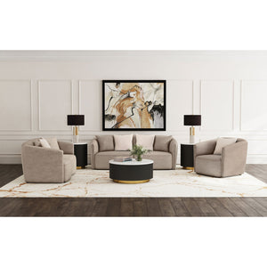 English Elm Silvana Rolled Arm Loveseat with Plush Foam Cushions in Neutral Woven Fabric B062P451816