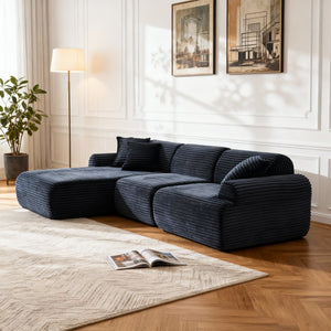 English Elm 105'' Modular Sectional with Washable Woven Cover Convertible L-shape Living Room Sofa W3565S00017