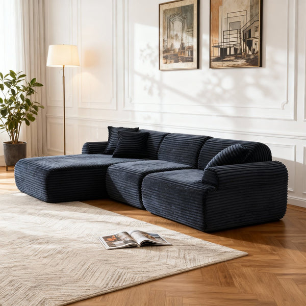 English Elm 105'' Modular Sectional with Washable Woven Cover Convertible L-shape Living Room Sofa W3565S00017
