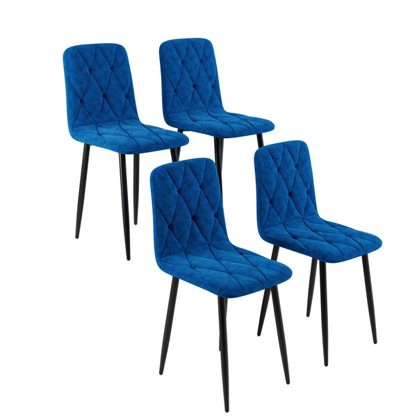 English Elm Dining PU Leather Chairs Set of 4 — Easy-Clean Upholstered Seats with Sturdy Iron Legs, Modern Comfort Blue W578P191316
