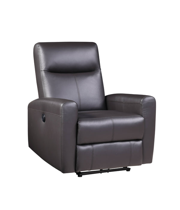 English Elm Blane Brown Top Grain Leather Match Power Recliner with Horizontal Tufting, Pocket Coil Seat, 150° B2726P278163