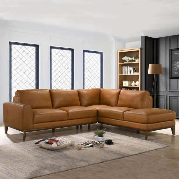 English Elm Ashcroft Furniture - London Leather Sectional Sofa - Right Facing, Premium Comfort & Durable Design For Modern Living Spaces B183S00075