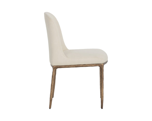 Sunpan NESTOR Dining Chair - Plush Upholstered Comfort with Artisan Hammered Details & Antique Brass Finish 112295