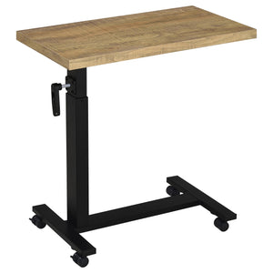 English Elm Geary Mango Height-Adjustable Mobile C-Table with Hand Crank, Locking Casters, Slim C-Base for Bedside Use B062P375562