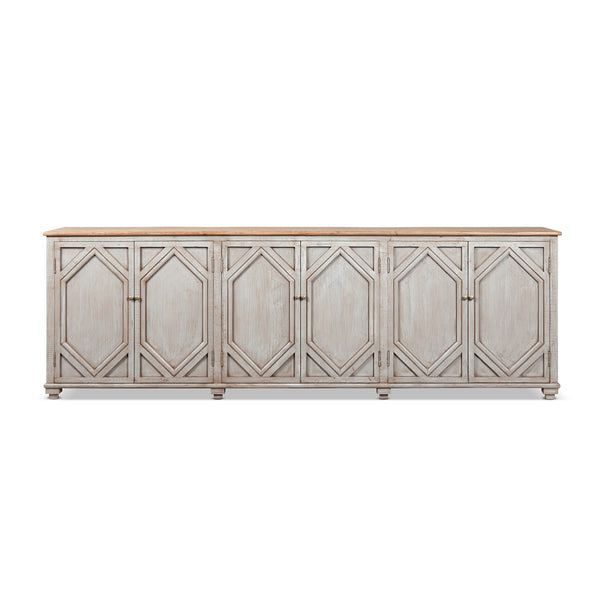 English Elm Colette Reclaimed Pine Six Door Sideboard Wide Farmhouse Storage for Dining Rooms B2719P489278