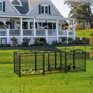 English Elm Dog Playpen 8 Panel Heavy Duty Iron Pet Enclosure Foldable Indoor Outdoor Exercise Pen Black W368P233996