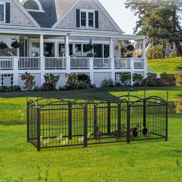 English Elm Dog Playpen 8 Panel Heavy Duty Iron Pet Enclosure Foldable Indoor Outdoor Exercise Pen Black W368P233996