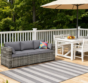 English Elm Seater Outdoor Pe Rattan Sofa Deep Cushioned Patio Couch for Deck or Poolside T3971P417854