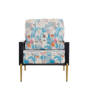 English Elm Christopher Knight Home® - Floral Velvet Accent Chair with Removable Washable Cover, Plush 5.51" Cushions & Gold Legs for Living Spaces N817P237961B