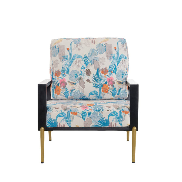 English Elm Christopher Knight Home® - Floral Velvet Accent Chair with Removable Washable Cover, Plush 5.51" Cushions & Gold Legs for Living Spaces N817P237961B