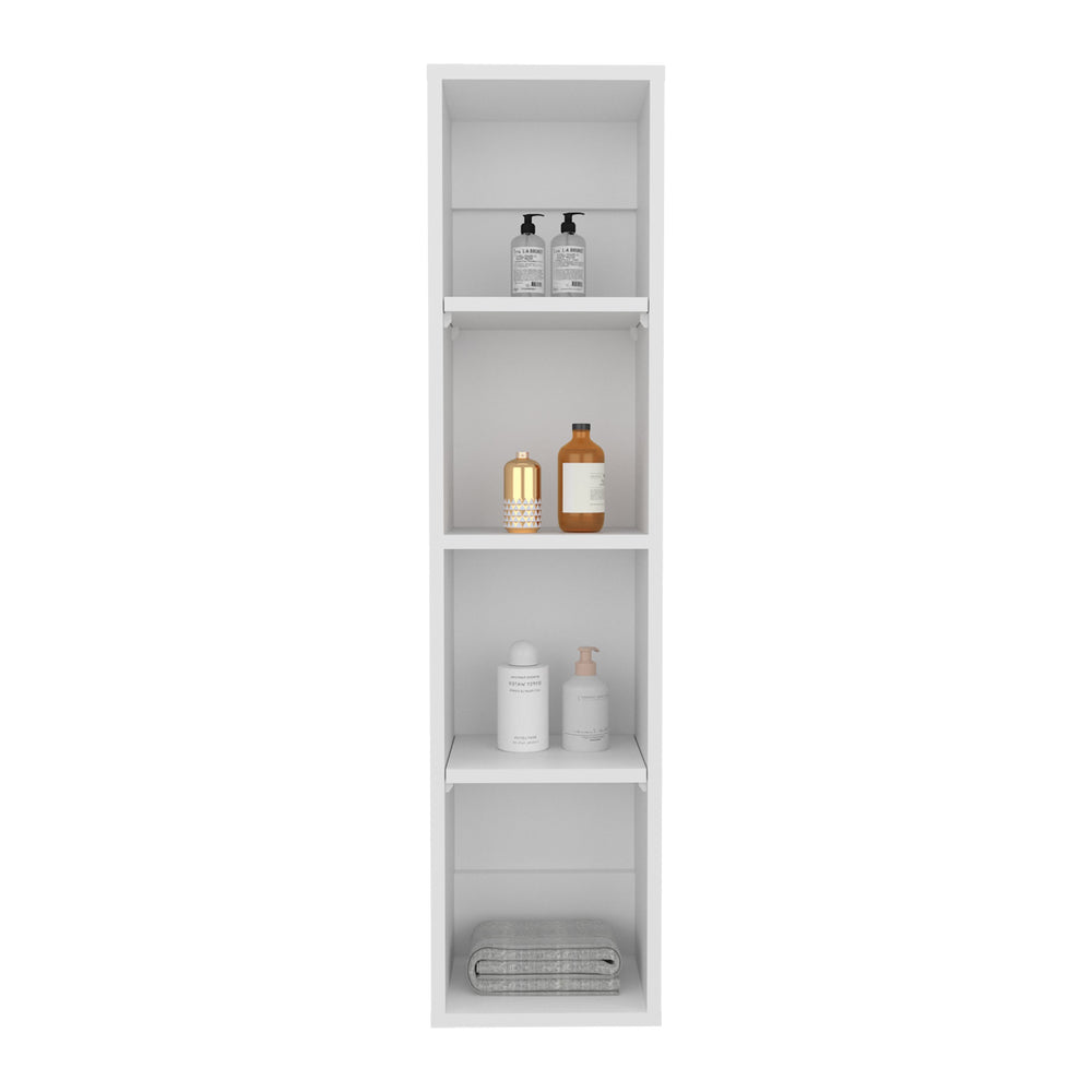 English Elm Cale Open Four Shelf Wall Cabinet Slim White Melamine Bathroom Storage Unit B097P474255