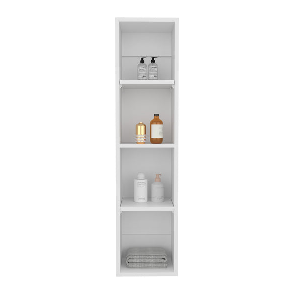 English Elm Cale Open Four Shelf Wall Cabinet Slim White Melamine Bathroom Storage Unit B097P474255